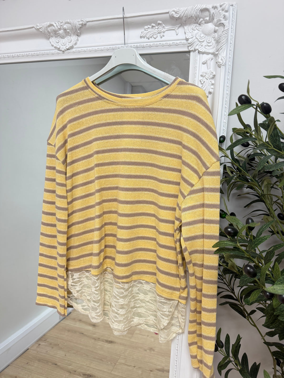 Stripe Lace Top - Lemon & Mocha