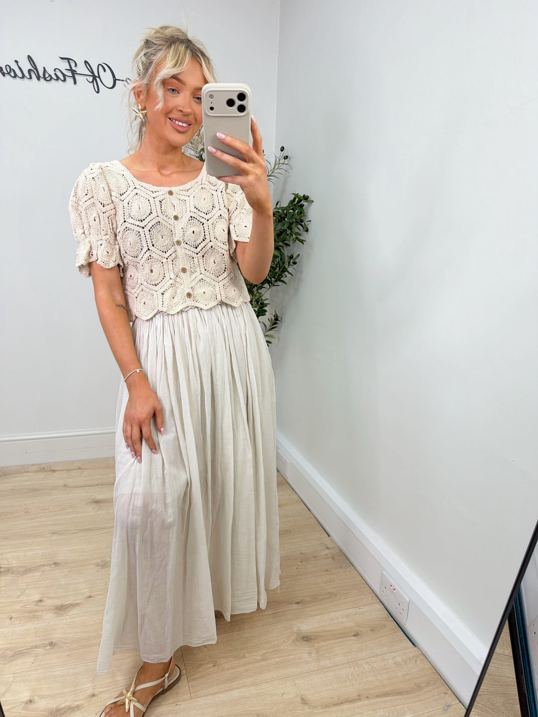 Amelia Crochet Top - Beige