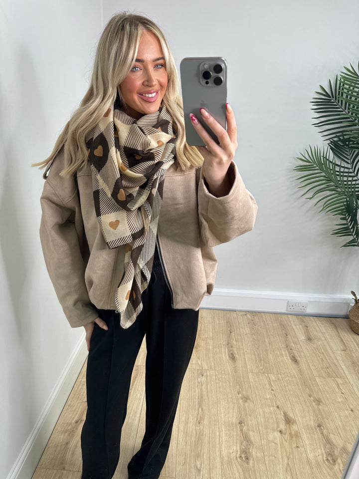 Brianna Suede Bomber - Cream