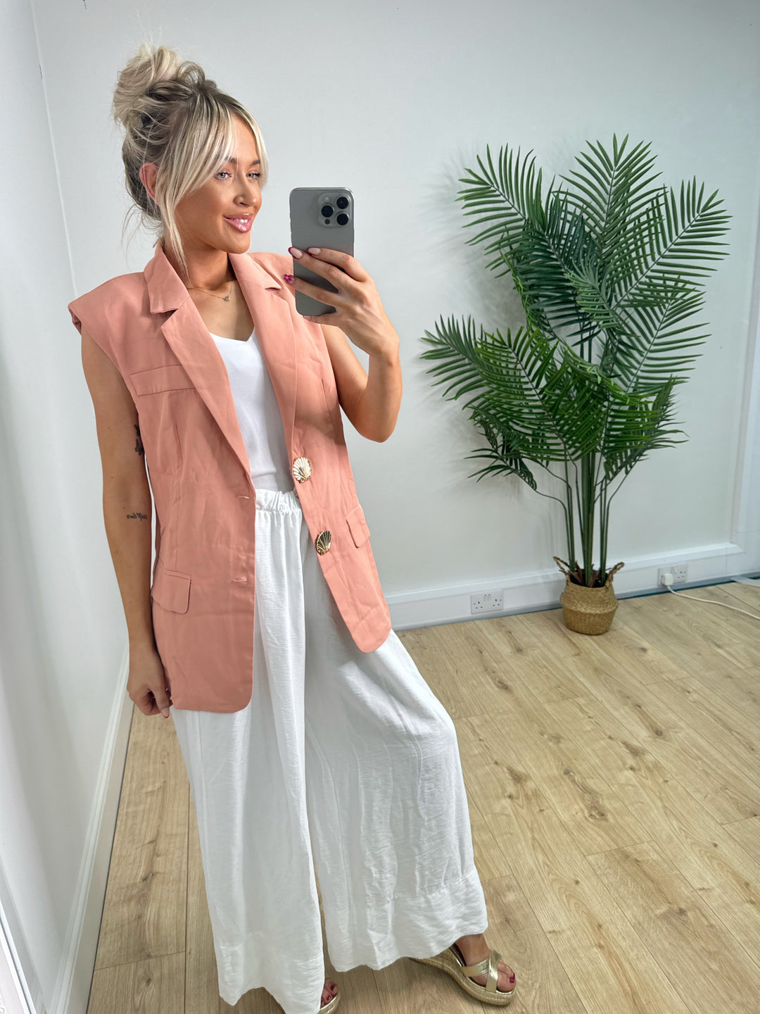 Shell Sleeveless Blazer - Terracotta