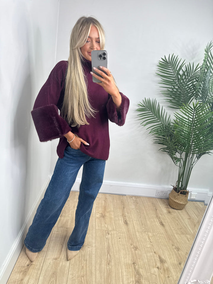 Amanda Fux Fur Cuff - Burgundy