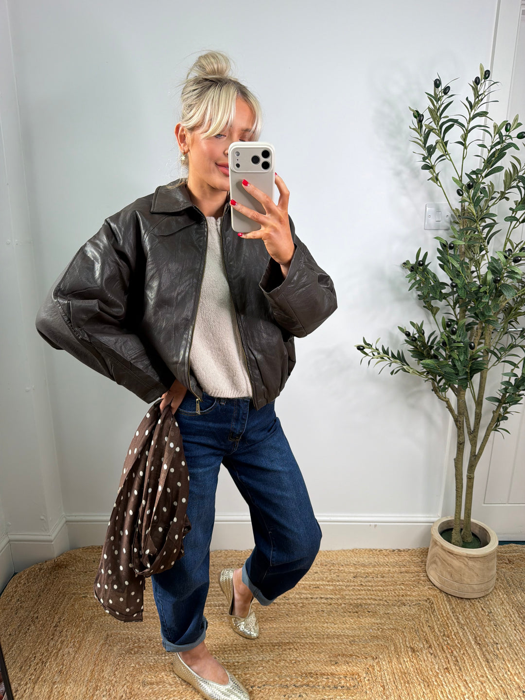 Piper PU Bomber - Chocolate