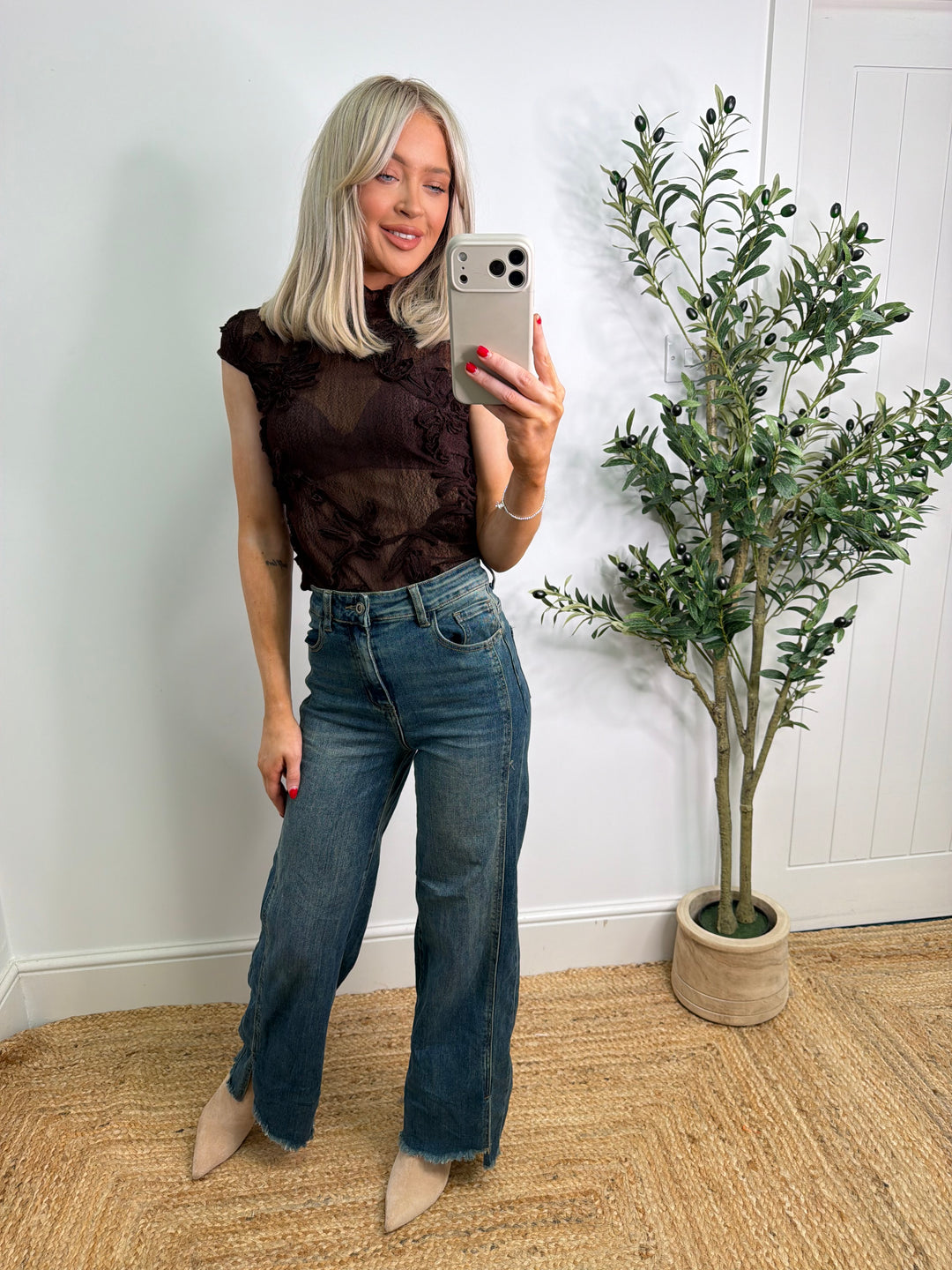 Rosie Mesh Top - Chocolate