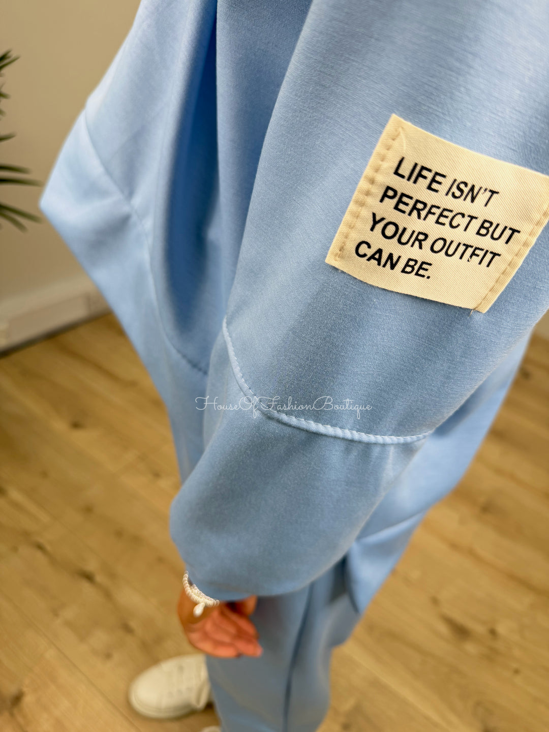 Slogan Patch Loungewear - Baby Blue