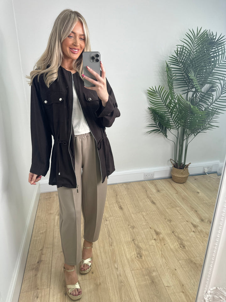 Jazmine Drawstring Jacket - Chocolate