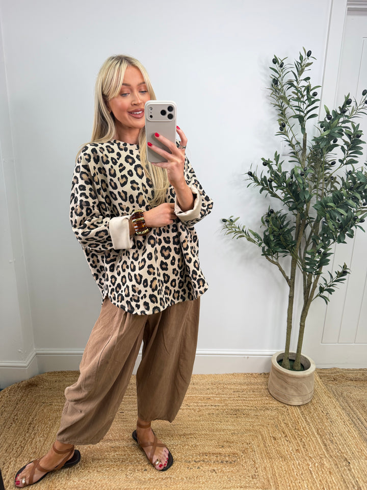 Elle Leopard Sweatshirt - Tan