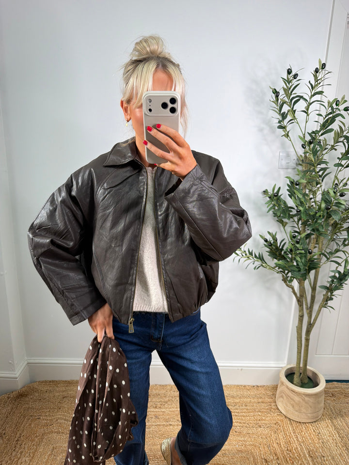 Piper PU Bomber - Chocolate