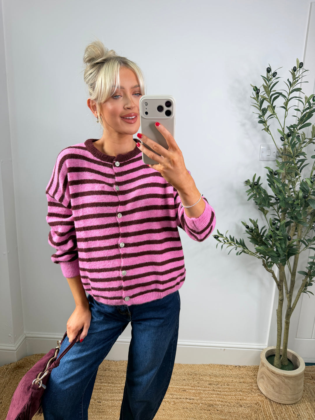 Kassia Cardigan -  Stripe Long Sleeve