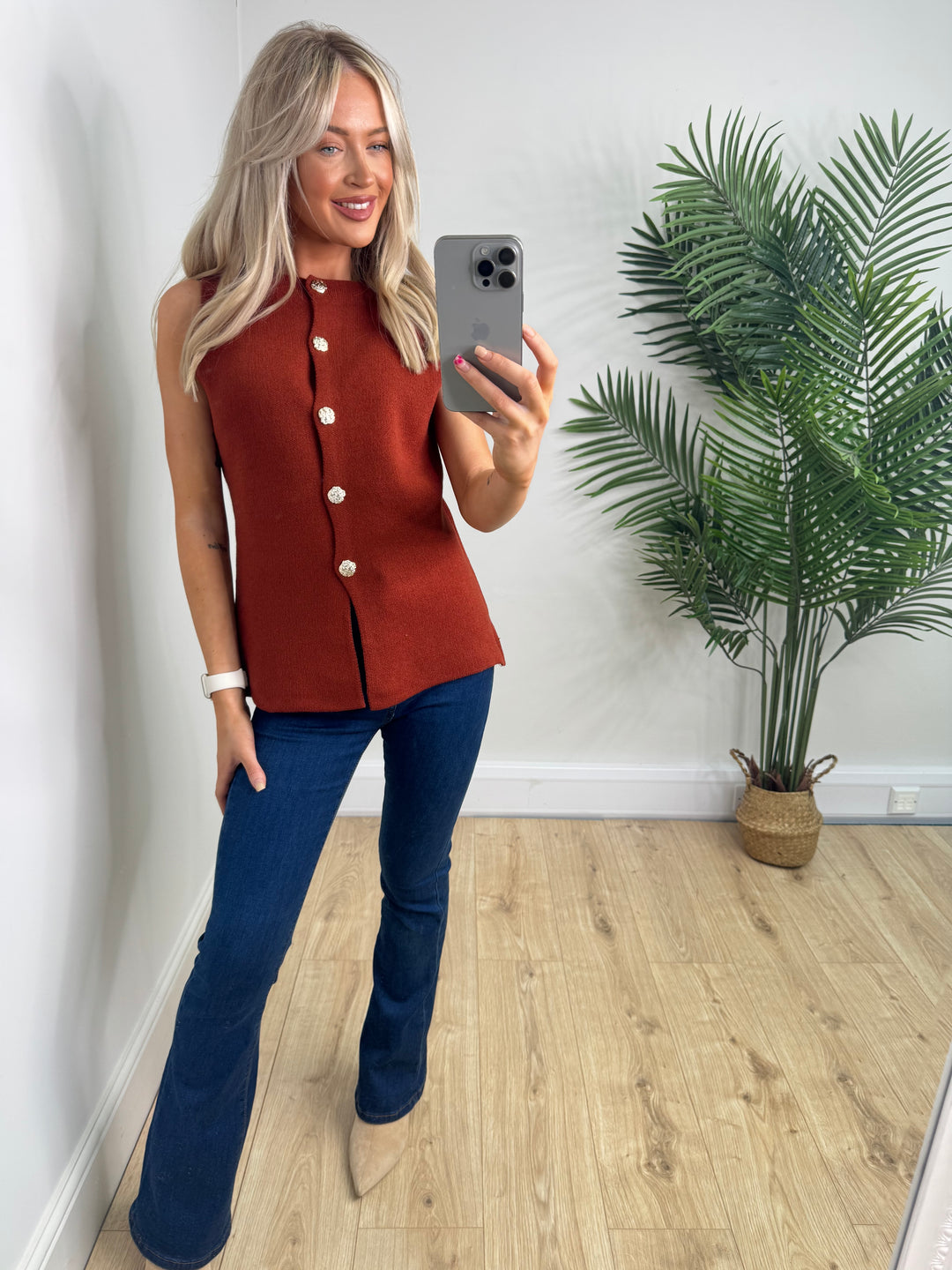 Masie Waistcoat - Burnt Orange