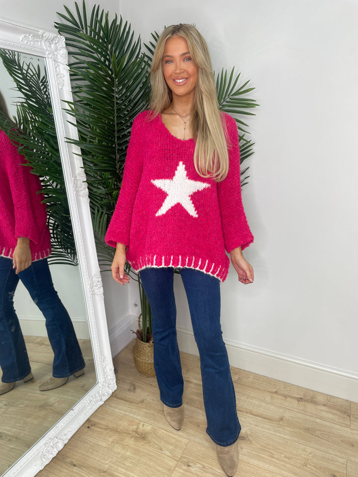 Funky Star Knit - Fushia