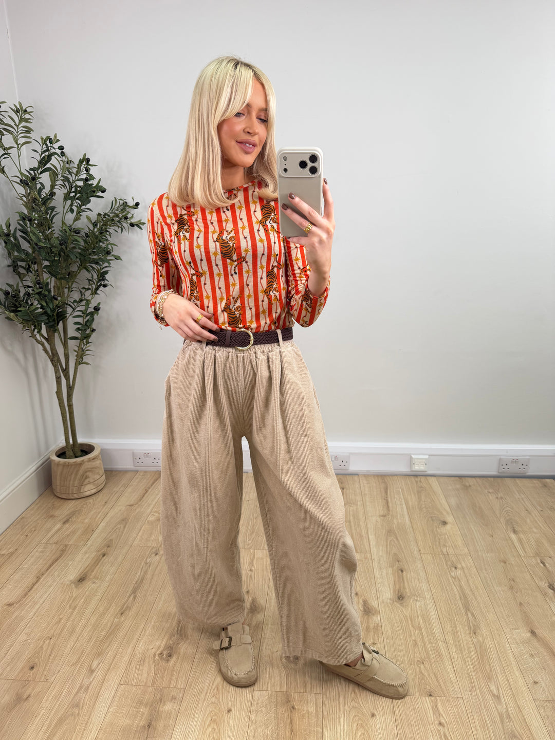 Cashmere Blend Top - Orange Tiger