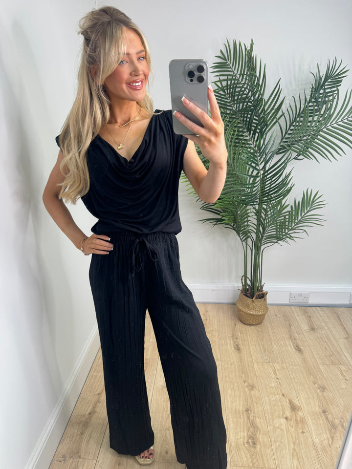 Lisa Cowl Neck Top - Black