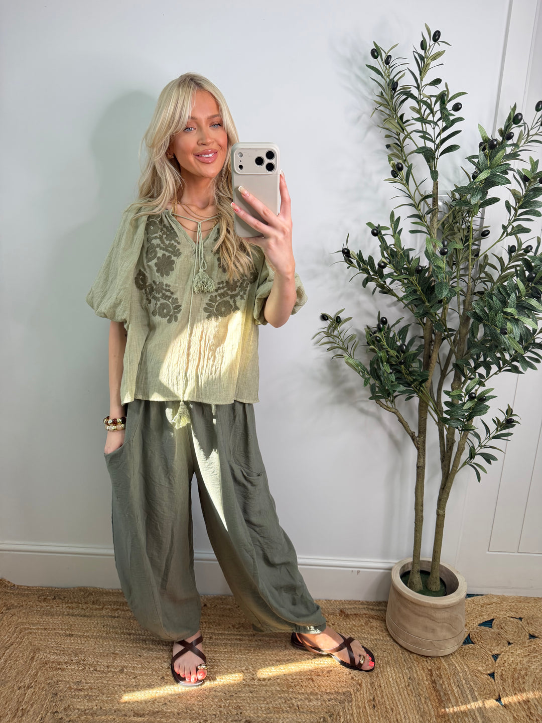 Judy Top - Pistachio & Khaki
