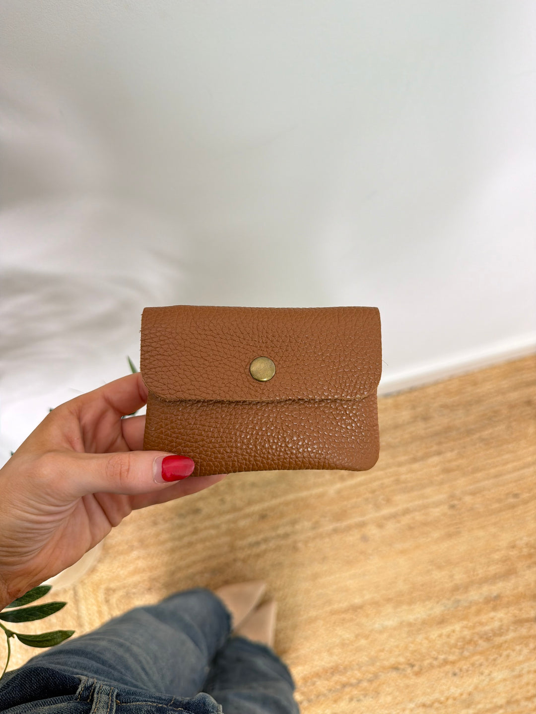 Real Leather Coin Purse - Tan