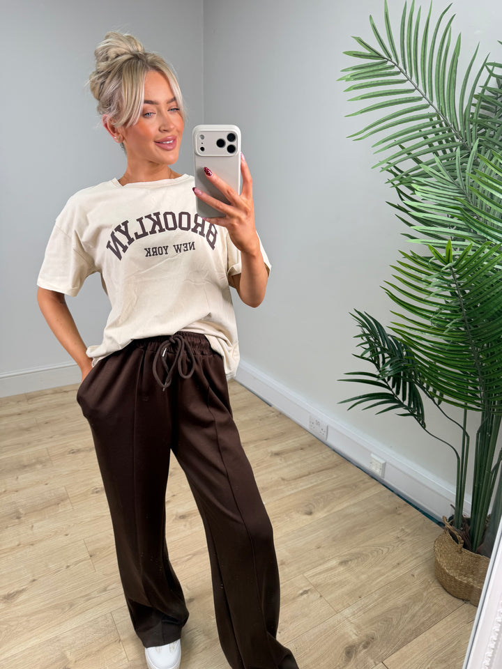 Brooklyn Tshirt - Chocolate & Beige