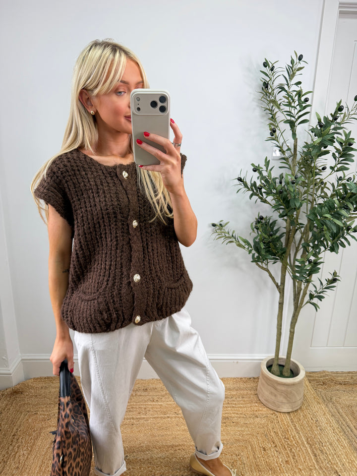 Nyla Knitted Tank Top - Chocolate