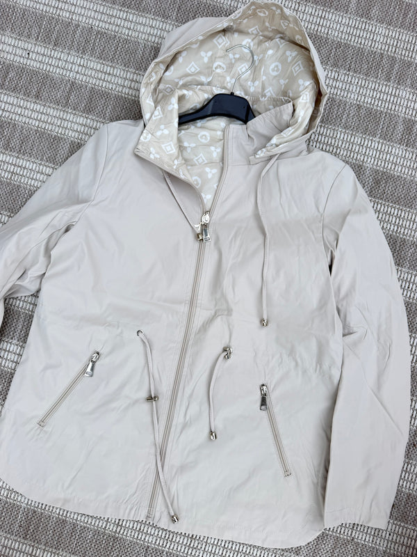 Reversible Inspired LV Rain Mac - Cream