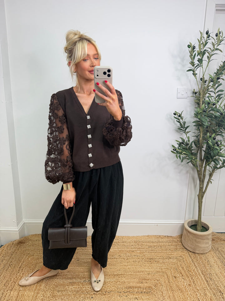 Missy Flower Top - Chocolate