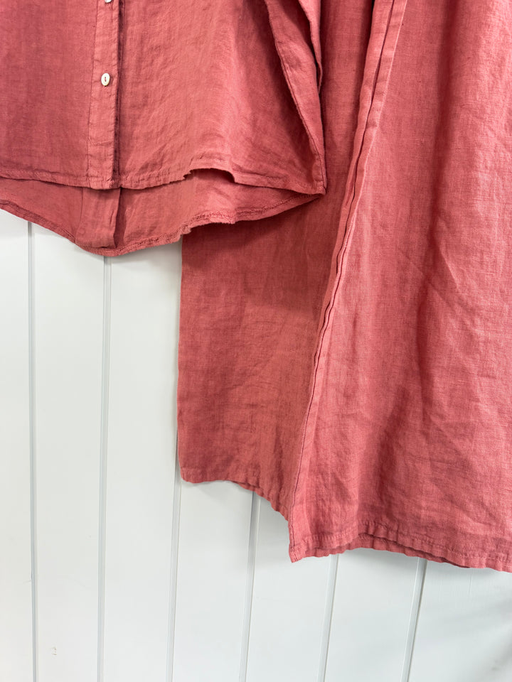Linen Shirt & Trousers - Brick