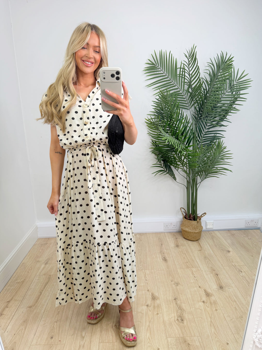Rihanna Polka Dot Dress - Cream