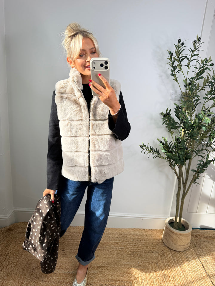 Veronica Faux Fur Gillet - Cream