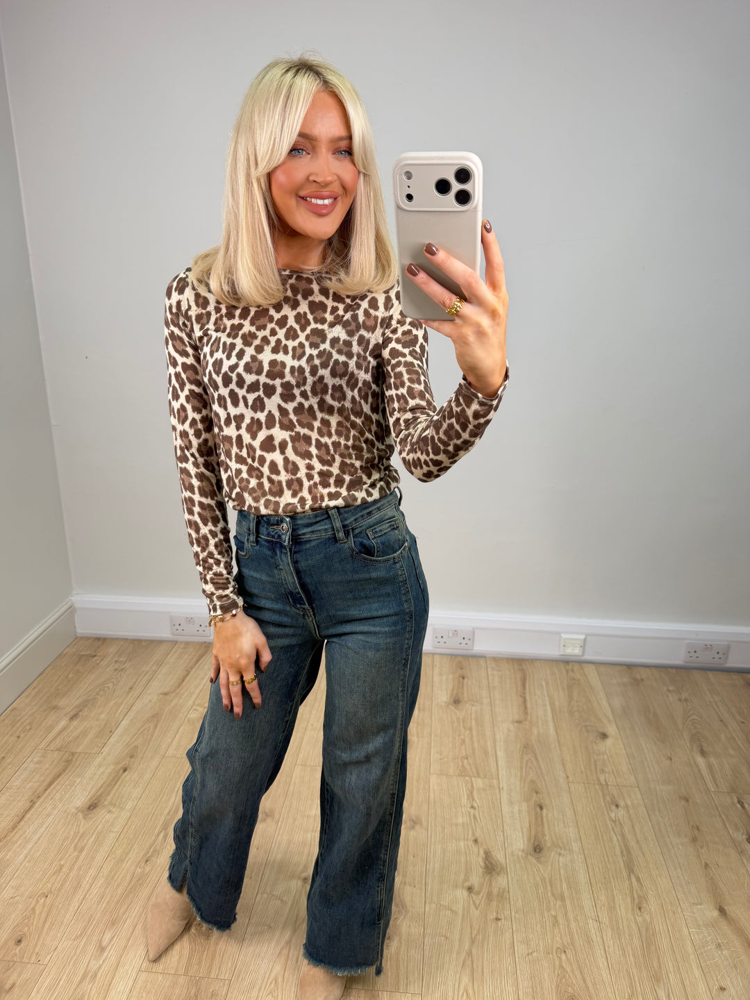 Cashmere Blend Top - Chocolate Leopard