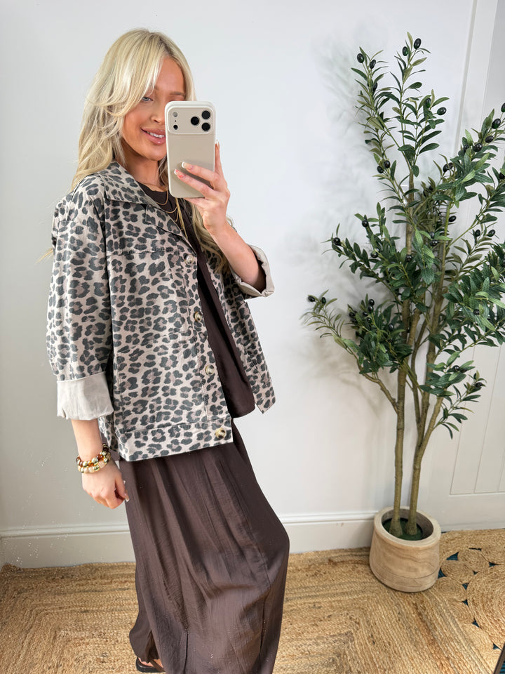 Lucie Leopard Magic Jacket - Mocha