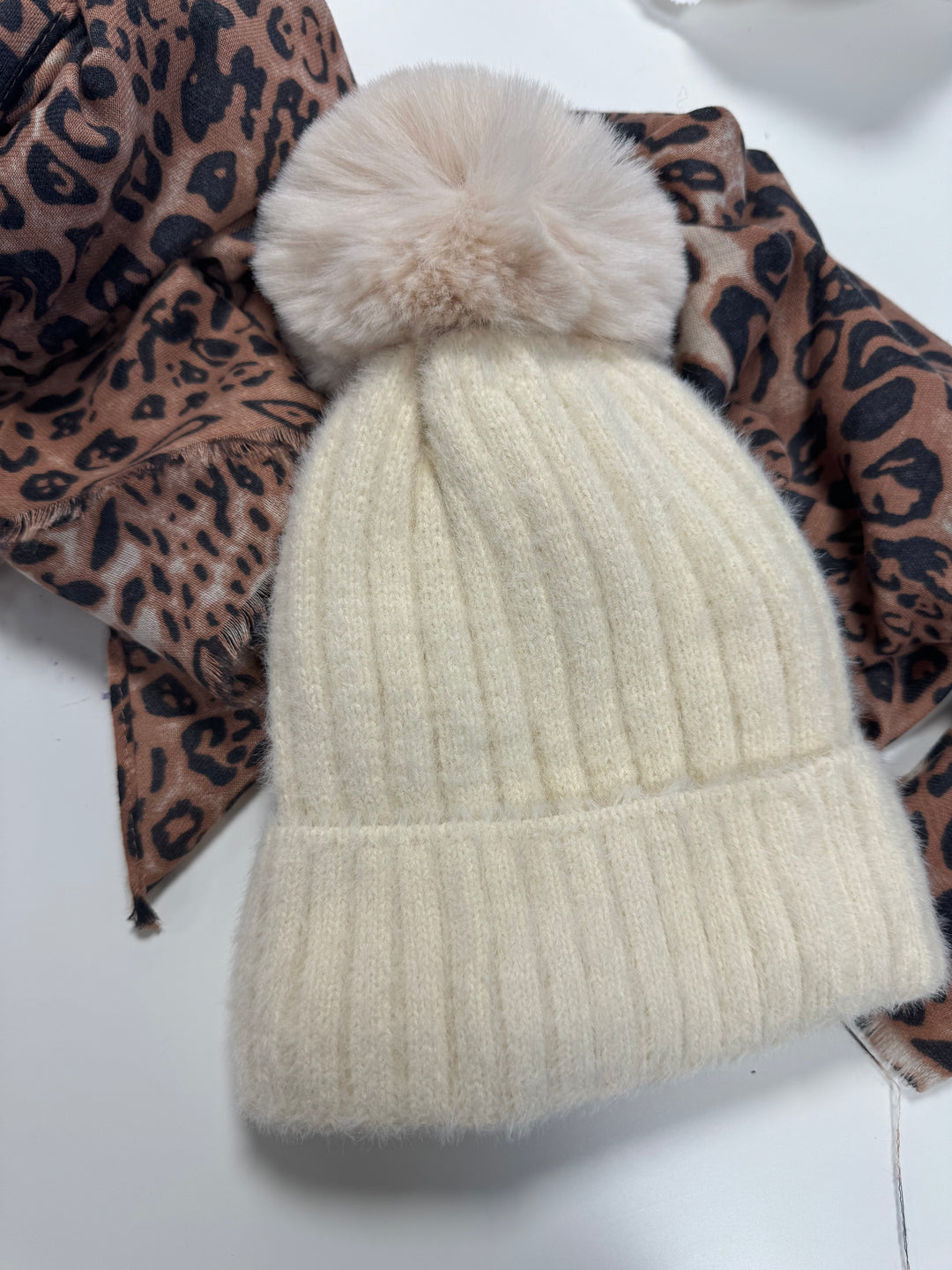 Cream Eyelash Knit Hat