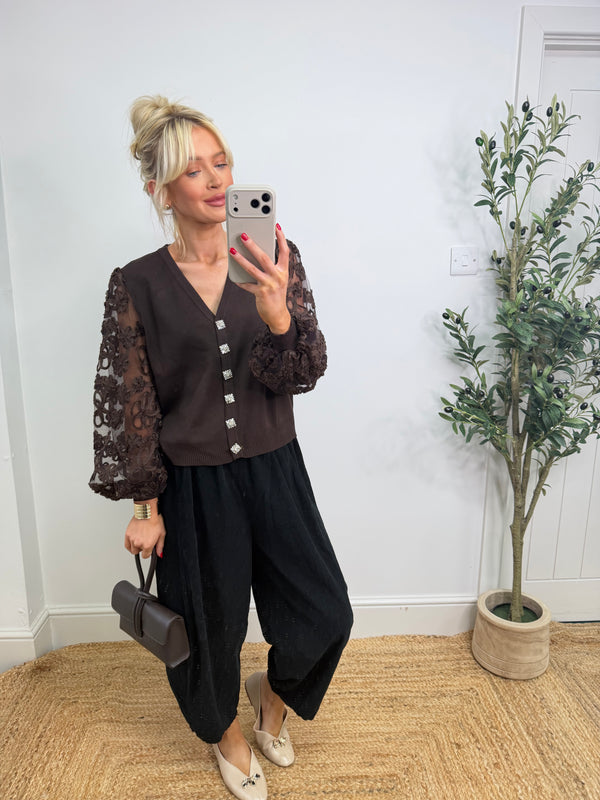 Missy Flower Top - Chocolate