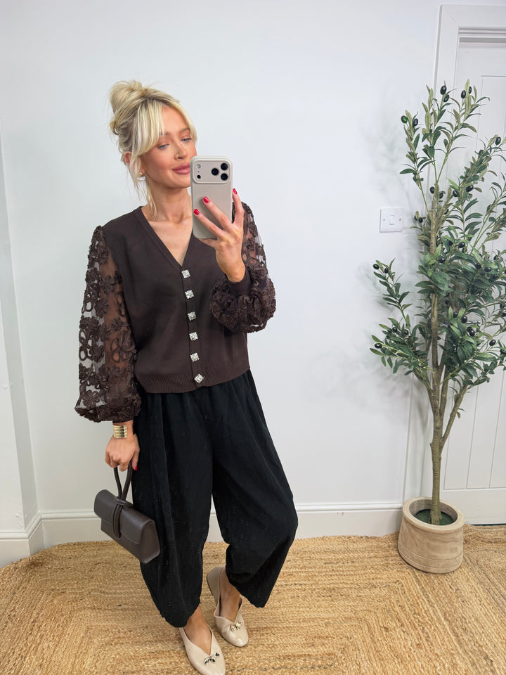 Missy Flower Top - Chocolate