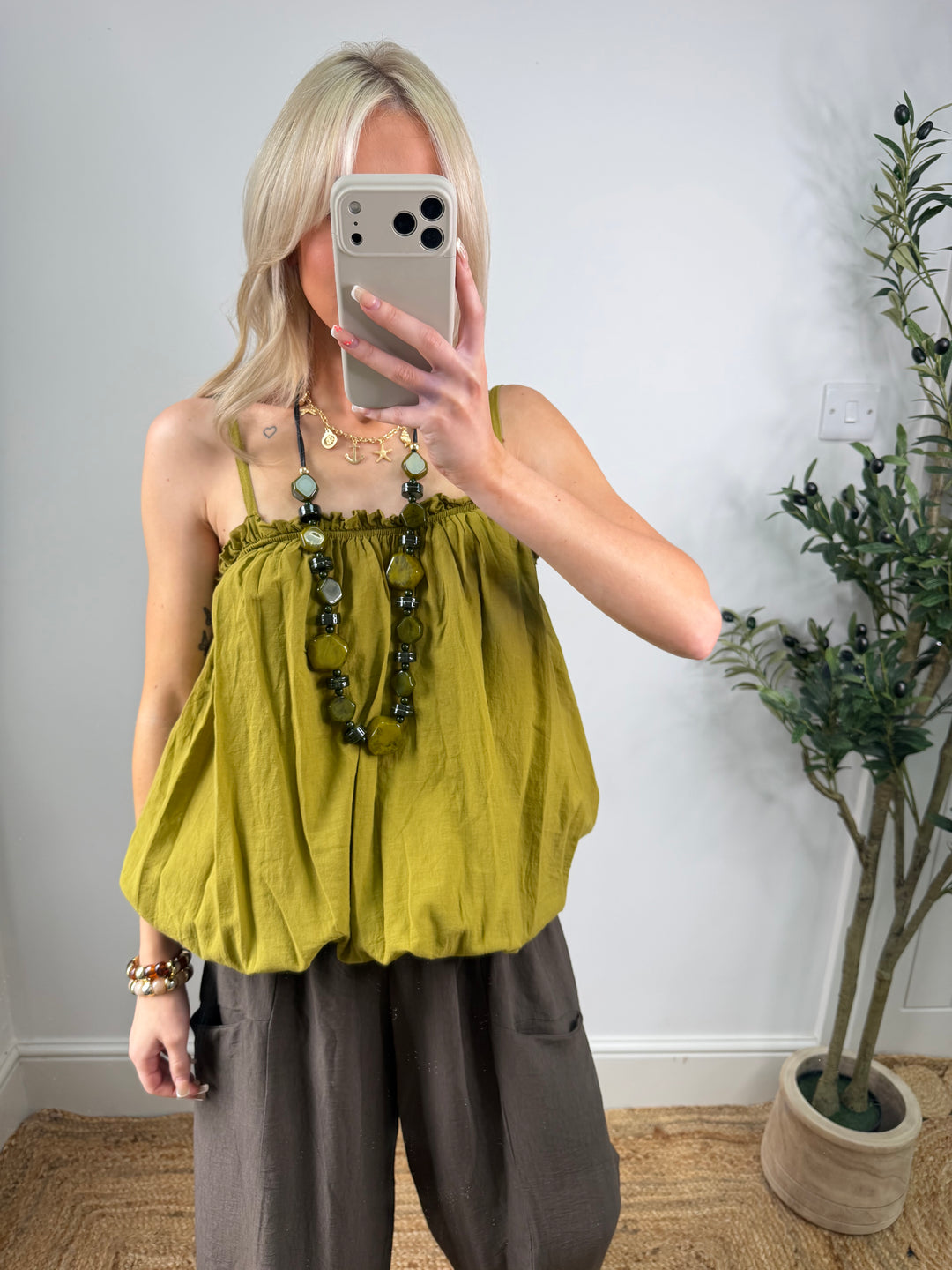 Cotton Bubble Top - Lime