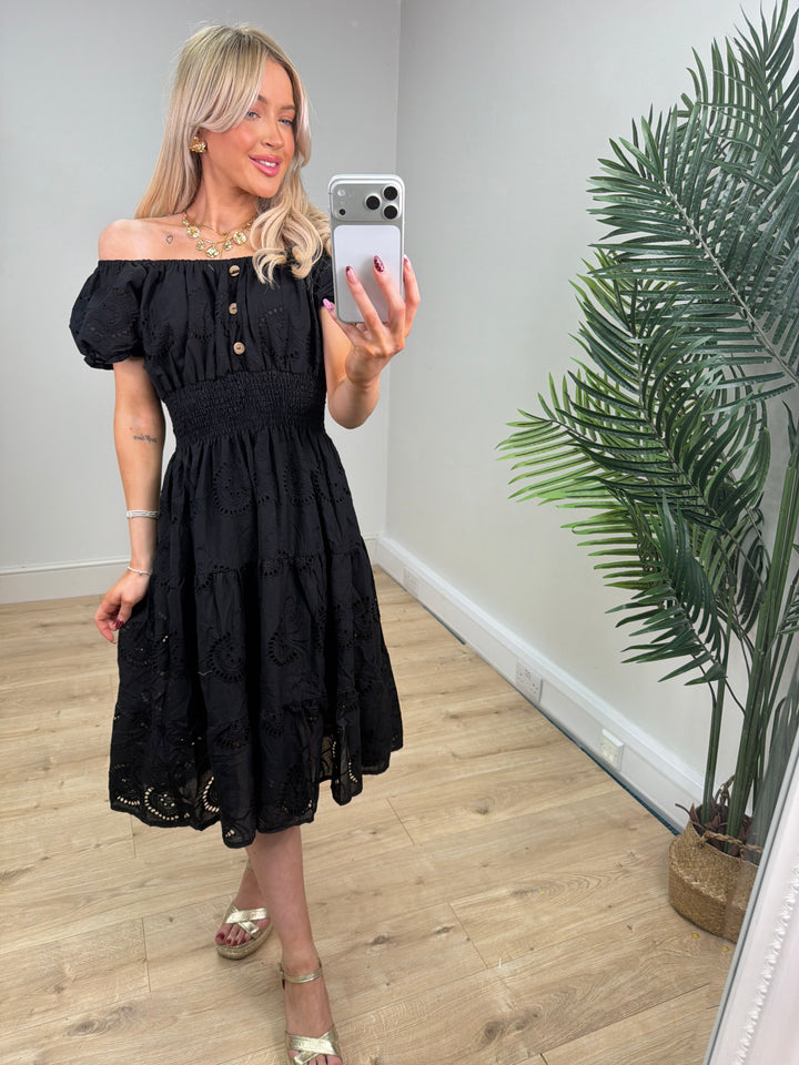Broderie Anglaise Magic Dress - Black