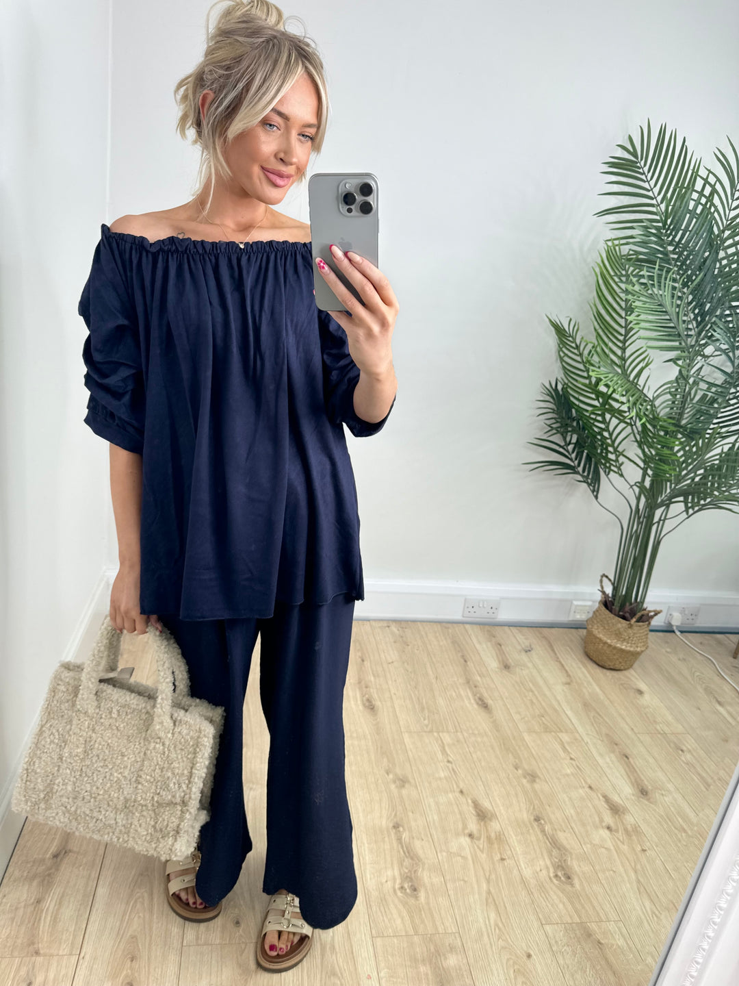 Elana Bardot Top - Navy