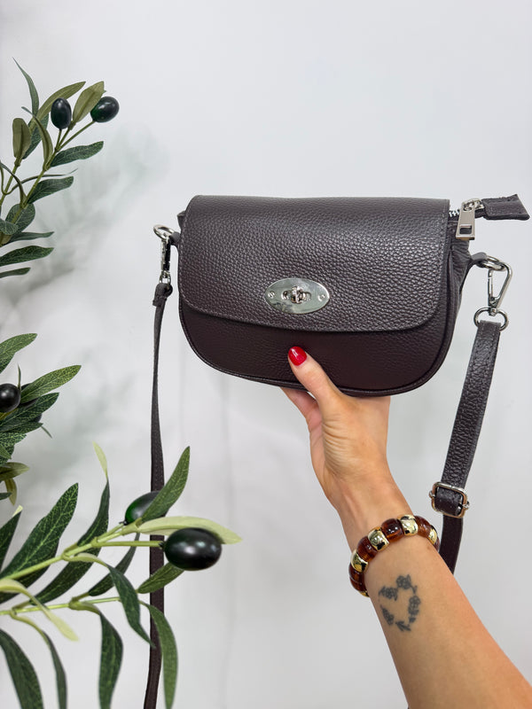 Classic Saddle Bag - Italian Real Leather Chocolate