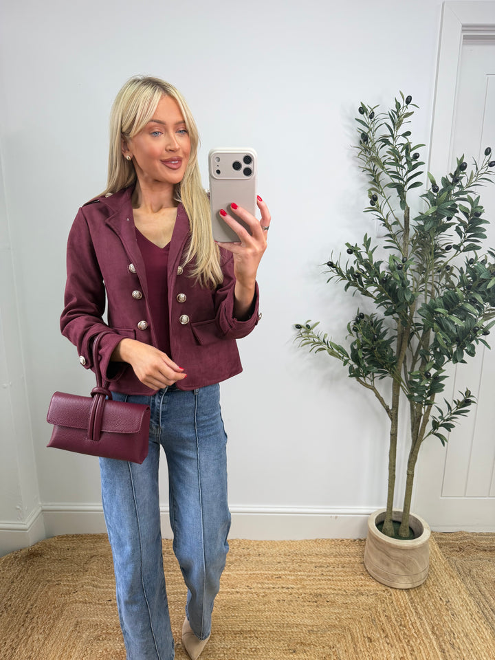 Brittany Short Suede Jacket - Wine