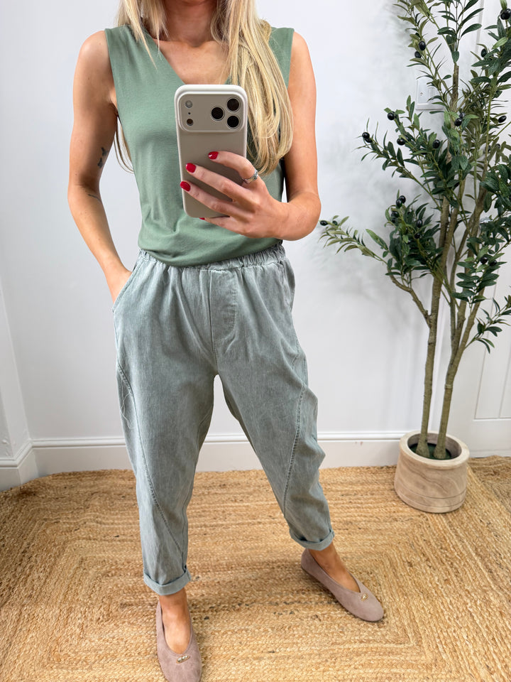 Magic Barrel Acid Wash Trousers - Khaki