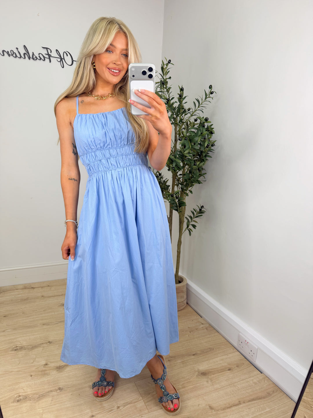 cleo blue dress Cleo Crochet Dress Blue - US 4