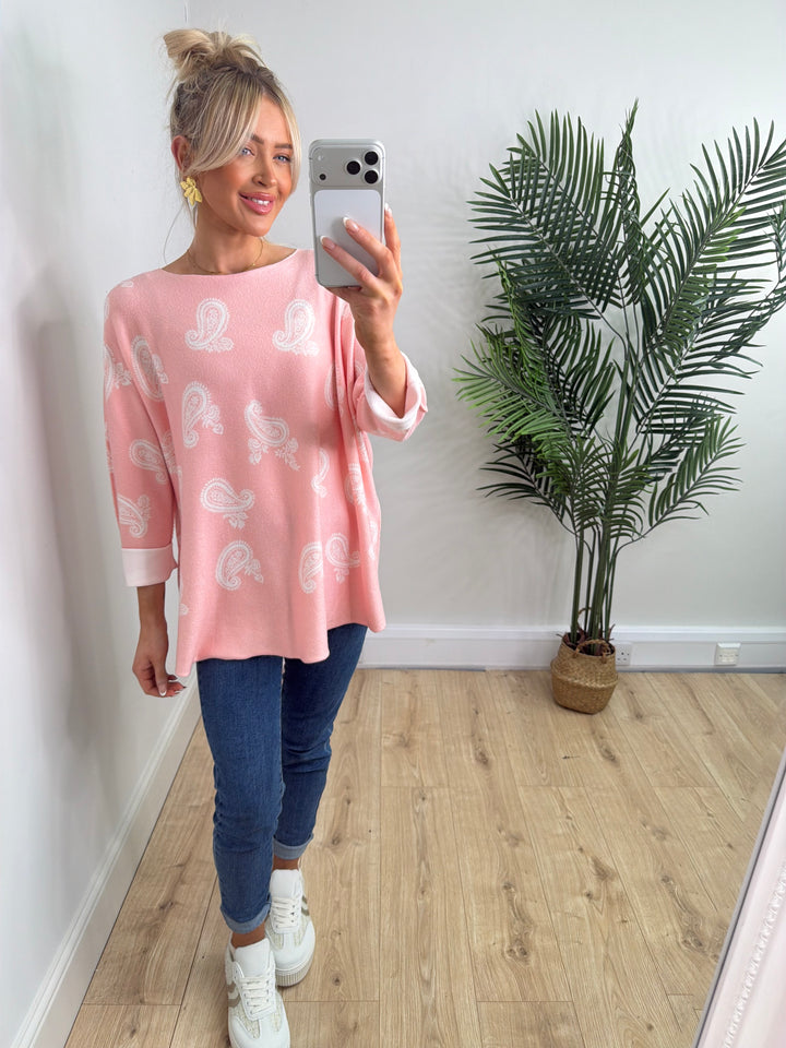 Paisley Knit - Peachy Pink