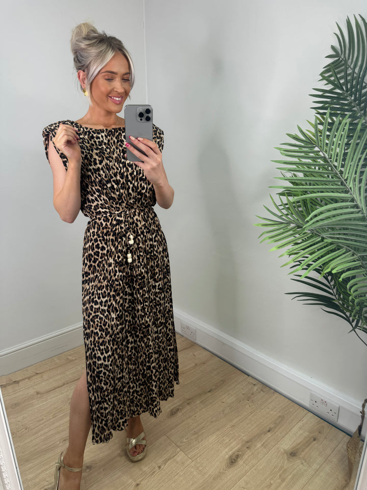 Blythe Pleated Dress - Leopard