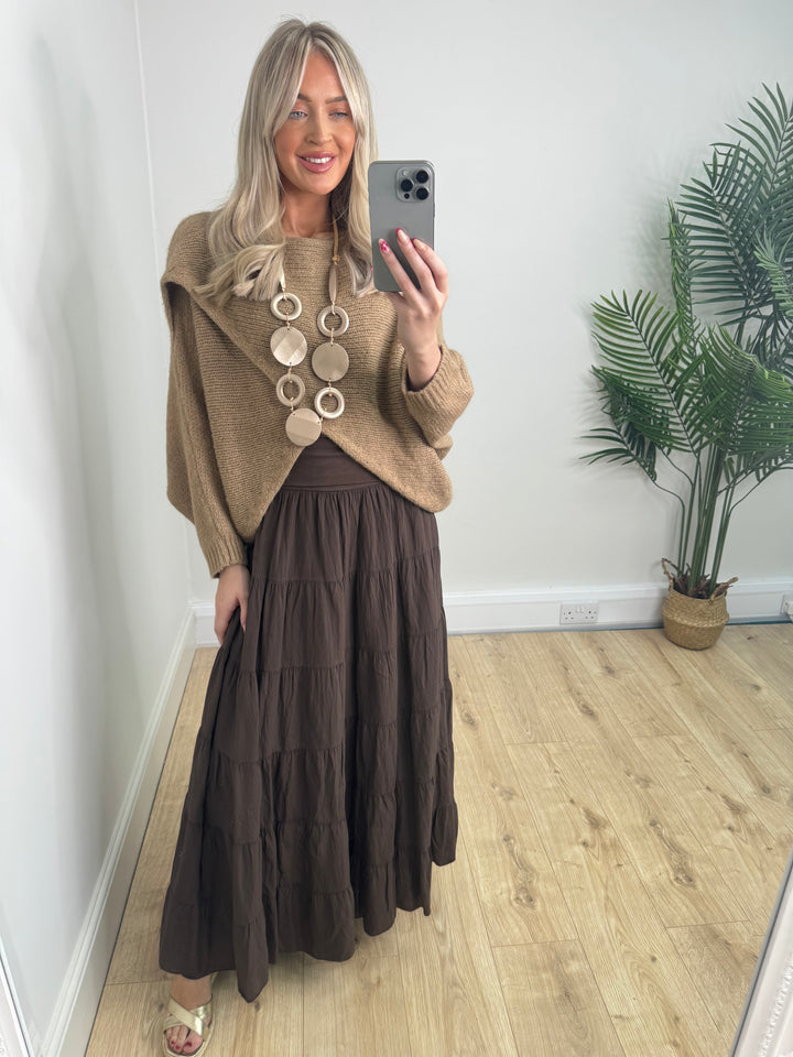 Ava Cross Over Knit - Camel