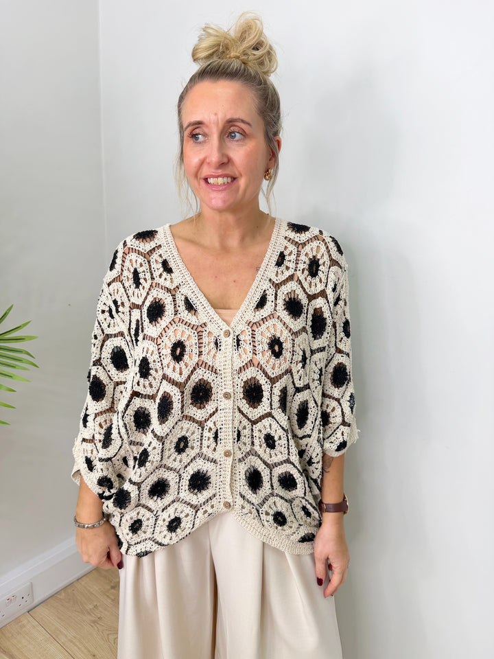 Harmonica Top - Cream & Black