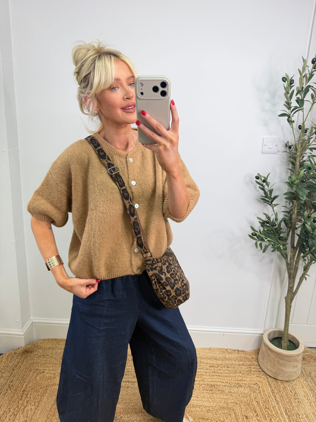 Kassia Cardigan - Caramel Short Sleeve