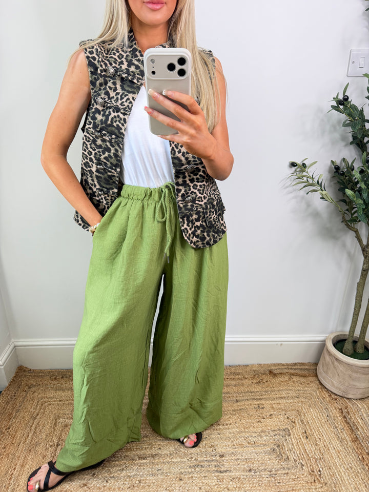 Indiah Wide Leg Trousers - Lime