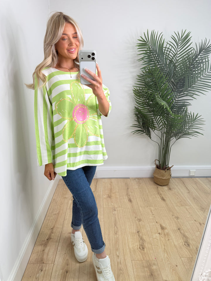 Summer Flower Knit - Lime