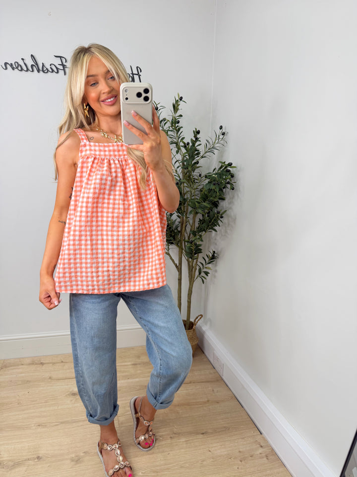 Fia Bow Back Top - Peach