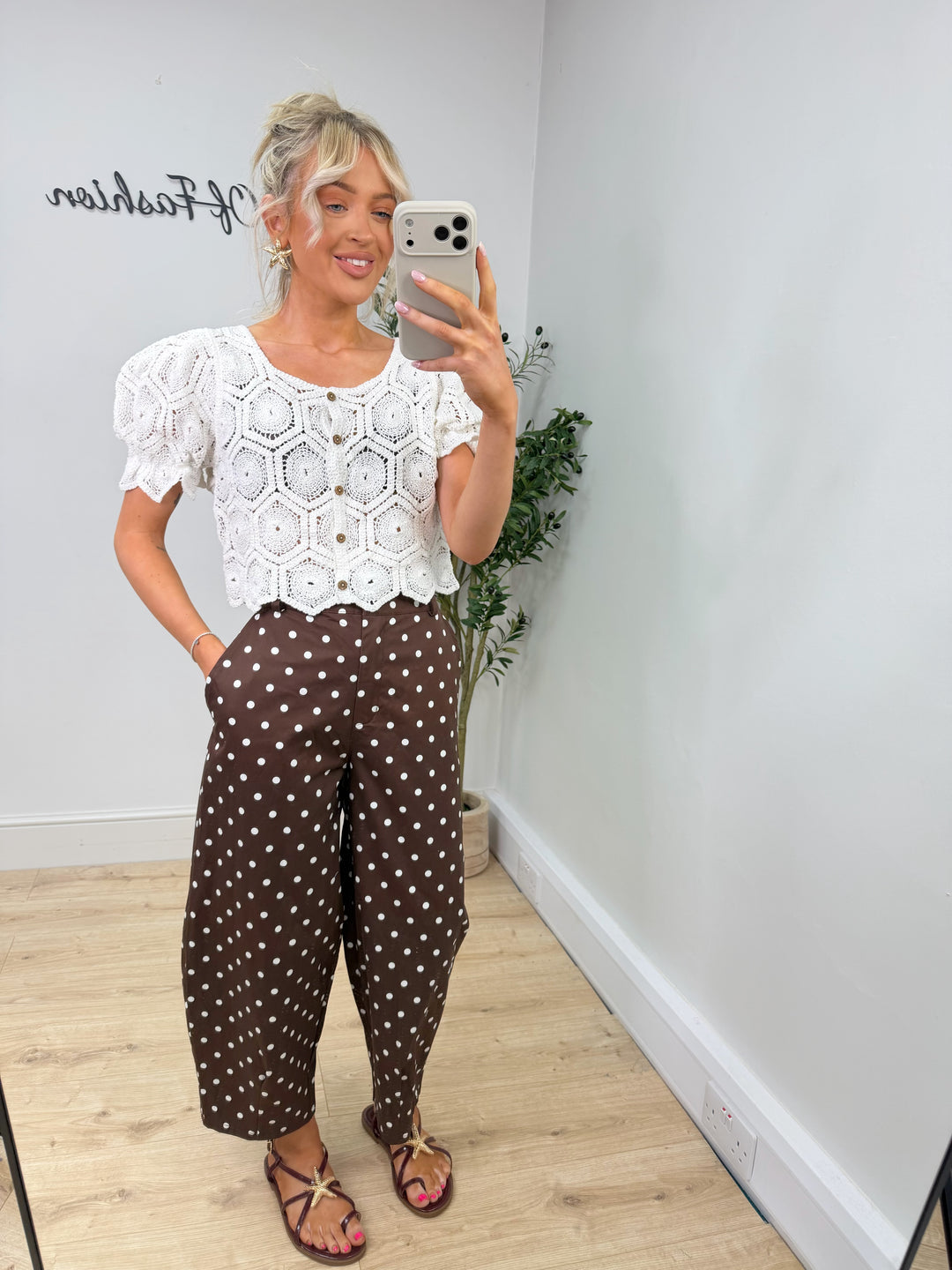 Pennie Polka Dot Trousers - Chocolate