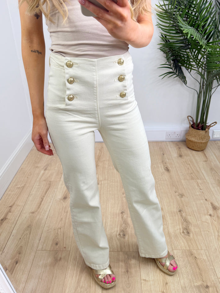 Ecru Button Jean