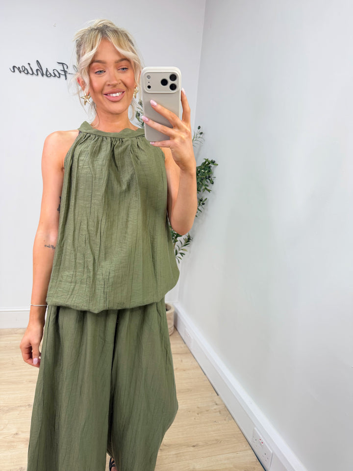 Pasha Bow Back Top - Khaki