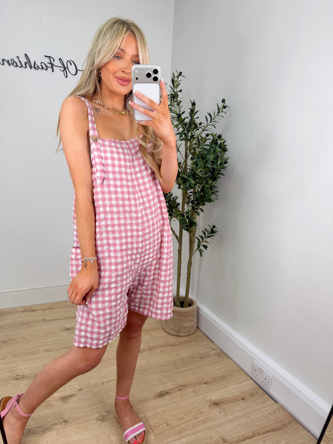 Jennie Gingham Dungs - Pink