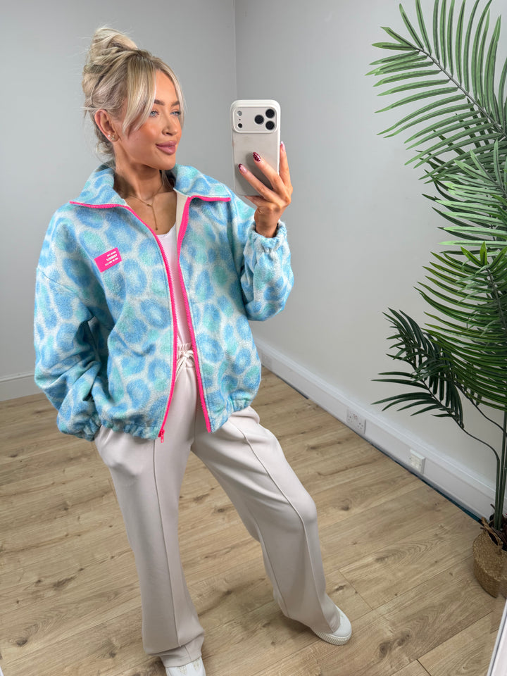 Arabella Leopard Jacket - Baby blue